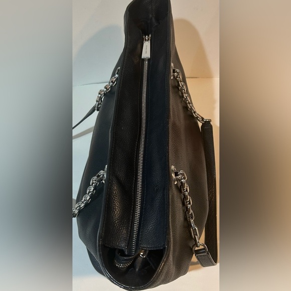 Michael Kors Black pebble Leather zipper Tote with Chain link Straps - Picture 7 of 11